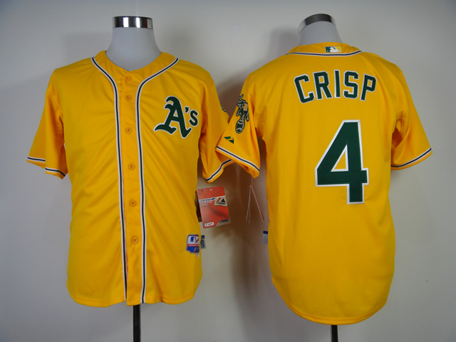 Men Oakland Athletics #4 Crisp Yellow MLB Jerseys